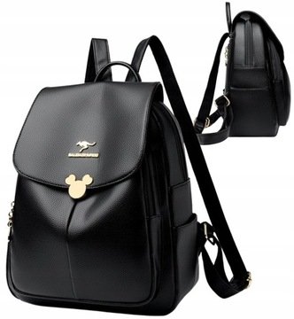 Plecak myszka Na ramię damski czarny skórzany eko skóra miejski