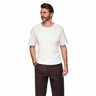 Koszulka męska o waflowej strukturze - złamana biel V1 OM-TSCT-0197 r. M - Koszulki męskie Koszulka męska o waflowej strukturze - złamana biel V1 OM-TSCT-0197 r. M - Koszulki męskie - miniaturka - grafika 1