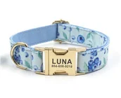 Obroże dla psów - Obroża dla Psa Niebieska Jagody Wytrzymała r. S Klamra Złota + Grawer /Good Beast - miniaturka - grafika 1