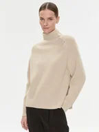 Swetry damskie - Calvin Klein Golf K20K206014 Beżowy Relaxed Fit - miniaturka - grafika 1