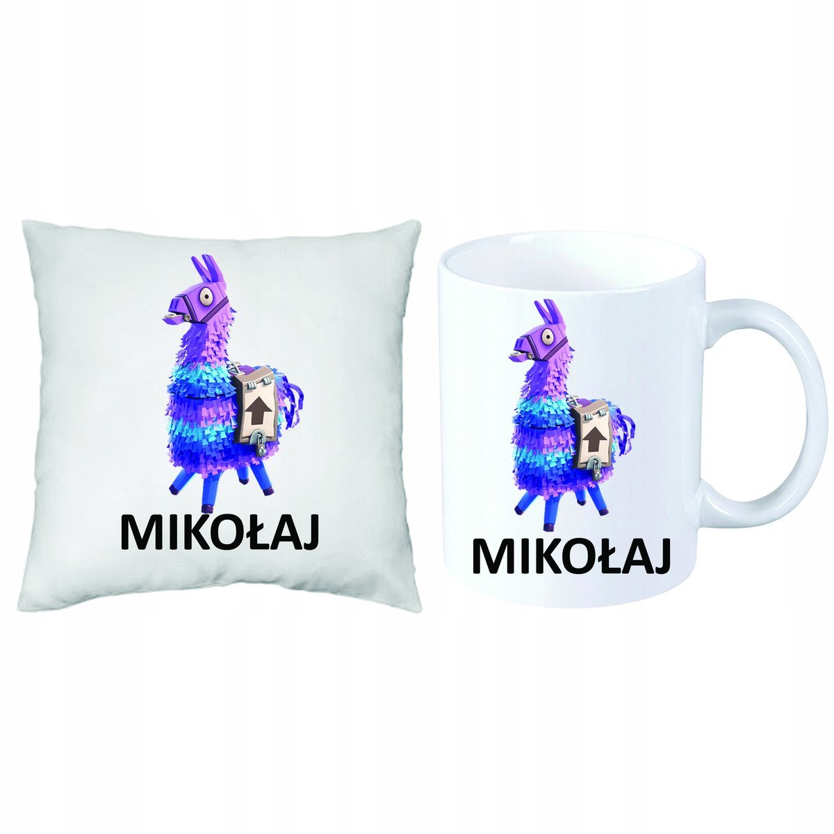 ZESTAW PREZENT PODUSZKA + KUBEK FORTNITE IMIĘ