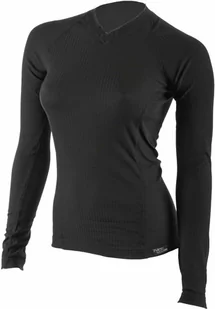 COOL V-dekolt T-shirt z długim rękawem - damski .3XL .czarny - Koszulki sportowe damskie - miniaturka - grafika 1