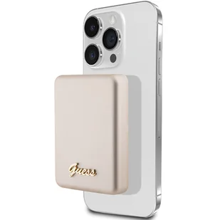 Guess Powerbank indukcyjny 15W GUPBM5ALGSGD 5000mAh złoty/gold MagSafe Metal Script Logo - Powerbanki - miniaturka - grafika 7