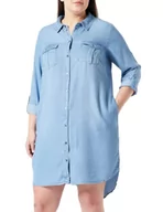 Sukienki - VERO MODA Damska sukienka koszulowa VMSILA LS Short Dress Mix GA Curve NOOS, jasnoniebieski (light blue denim), 44 - miniaturka - grafika 1