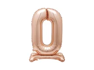 Balony i akcesoria - Balon foliowy stojący cyfra 0 różowe złoto - 76 cm - 1szt. - miniaturka - grafika 1