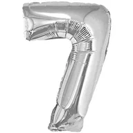 Balony i akcesoria - GoDan Balon foliowy, cyfra 7, srebrny, 35 cm - miniaturka - grafika 1