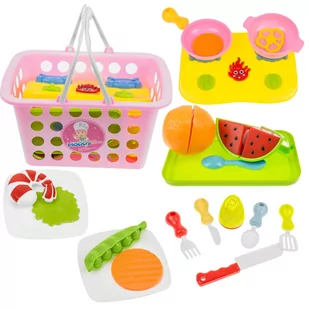 KinderSafe Kolorowy koszyk z warzywami do krojenia + Kuchenka PIKNIK 666-48 666-48 - Zabawki AGD - miniaturka - grafika 1