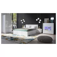 Inne meble do sypialni - Zestaw Mebli do Sypialni 19 Calabrini Calabrini GIB Meble Biały Mat / Biały Połysk, Czarna Ekoskóra - miniaturka - grafika 1