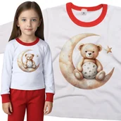 Piżamy dla dziewczynek - Piżama dziecięca Boho Pluszowy Miś Siedzący Na Księzycu Dzień Misia 98/104 - VoloDonum - miniaturka - grafika 1