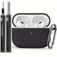 Inne - TEMU Etui silikonowe na słuchawki AirPods 1/2/3/4/Pro/Pro 2, odporna na wstrząsy osłona ochronna z piórem do czyszczenia, trwała i lekka - miniaturka - grafika 1