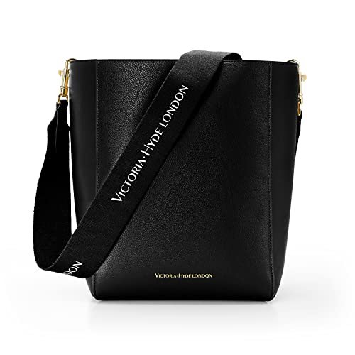 VICTORIA HYDE Duża damska torebka na ramię w stylu vintage skórzana torba Shopper duża, VH60055, 23 cm × 30,5 cm × 17 cm, czarny, 23 cm ×30.5cm ×17 cm, casual
