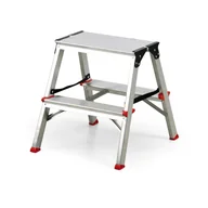 Drabiny - B2B Partner Aluminiowe stopnie dwustronne, 2x2 stopni, 430 mm 399001 - miniaturka - grafika 1