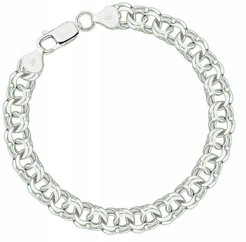 SREBRNA BRANSOLETKA GARIBALDKA PEŁNA DIAMENTOWANA 8,00 MM GRAWER GRATIS