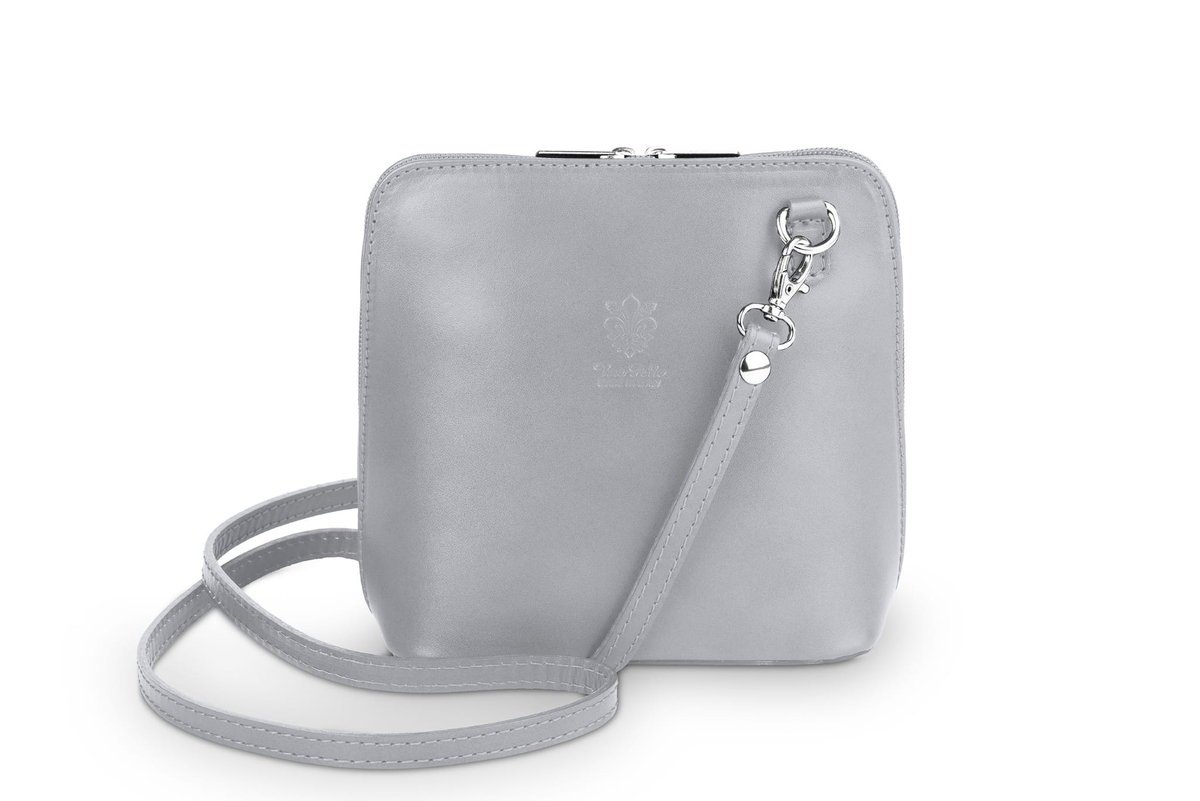 Torebka Skórzana listonoszka Vera Pelle Mini Szara