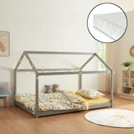 Łóżka dla dzieci i młodzieży - Łóżko dziecięce 'Cerro' House z materacem 120x200cm Szare - miniaturka - grafika 1
