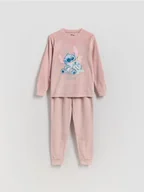 Piżamy dla dziewczynek - Reserved - Welurowa piżama Lilo i Stitch - brudny róż - miniaturka - grafika 1