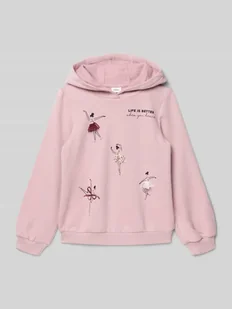 Bluza z kapturem o kroju regular fit z mieszanki bawełny - Bluzy dla dziewczynek - miniaturka - grafika 1