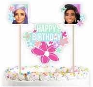 Dekoracje i nakrycia stołu na imprezę - Topper na tort Happy Birthday Barbie - 1 szt. - miniaturka - grafika 1