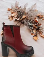 Botki damskie - Botki damskie M. Daszyński SA218-10 czerwony - miniaturka - grafika 1