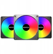 Wentylatory komputerowe - Wentylator Montech Zestaw wentylatorów GF120 V2 ARGB PWM Black 120mm 3-pak GF120 V2 ARGB 3 in 1 Pack (B) - miniaturka - grafika 1