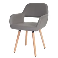 Krzesła - Krzesło do jadalni HWC-A50 II, krzesło kuchenne, design retro 50s ~ imitacja skóry , taupe-szary, jasne nogi - miniaturka - grafika 1