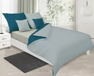 Pościel - Matex Pościel satynowa 140x200 Double Face turkusowa ciemna srebrna 37+42 KG z jedną poszewką - miniaturka - grafika 1
