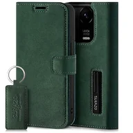 Etui i futerały do telefonów - SURAZO Etui na telefon komórkowy Redmi Note 13 Pro Plus 5G – składane etui ochronne z prawdziwej skóry [magnes, kieszeń na karty, ochrona RFID, funkcja stojaka] etui z klapką (ciemnozielone) - miniaturka - grafika 1