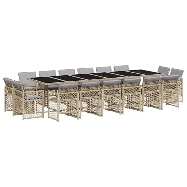 Zestaw mebli ogrodowych 330 x 106 x 73 cm, beżowo-czarny rattan PE