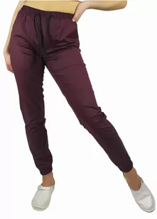 Spodnie joggery medyczne FLEX śliwkowe elastyczne - premium L - Odzież medyczna - miniaturka - grafika 1