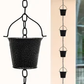 Inne - TEMU 1 szt. Zewnętrzny Łańcuch Deszczowy z 6 Dekoracyjnymi Konewkami - Trwała Czarna Alternatywa dla Rynnowego Spustu Wody, Elegancka Ozdoba Ogrodowa - miniaturka - grafika 1