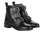Botki damskie - Pepe Jeans Bowie Top Damskie Buty Czarne Skórzane 39 Awe - miniaturka - grafika 1