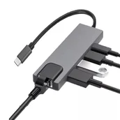 Pozostałe akcesoria do telefonów - Ecobox Adapter Dex Typ-C HDMI + USB + RJ45 + Typ-C Srebrny - miniaturka - grafika 1