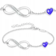 Bransoletki - Bransoletka Srebrna Niebieskie Serce z Nieskończonością Cyrkonie SREBRO 925 - miniaturka - grafika 1