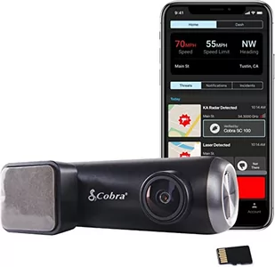 Cobra Smart Dash Cam (SC 100) - rozdzielczość Full HD 1080P, wbudowane Wi-Fi i GPS, widok 140 stopni, karta SD 8 GB, udostępniane powiadomienia, raporty o wypadkach, awaryjny MayDay, Drive Smart App - Kamery cofania - miniaturka - grafika 1