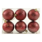 Bombki - Bombka plastikowa bordo 6 cm 6 sztuk - miniaturka - grafika 1