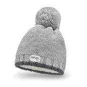 Czapki damskie - Jasnoszara czapka dziecięca z odblaskowym pomponem - miniaturka - grafika 1