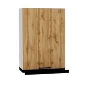 Szafki kuchenne - Szafka kuchenna wisząca z okapem 60 BONO W60 SLIM/88 P/L dąb złoty/czarna - miniaturka - grafika 1