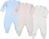 Pajacyki dla niemowląt - Pajac 3-pak Bawełna ORGANIC GOTS Jasny niebieski/Melanż/Popiel r 68 KLEKLE - miniaturka - grafika 1