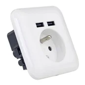 Listwy zasilające - Platinet PLATINET WALL SOCKET FRENCH + 2 USB 2.1A [43964] - miniaturka - grafika 1