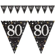 Urodziny dla dorosłych - Amscan Baner z flag na 80 urodziny złoty&srebrny Sparkling Celebration BANER/8397-A - miniaturka - grafika 1