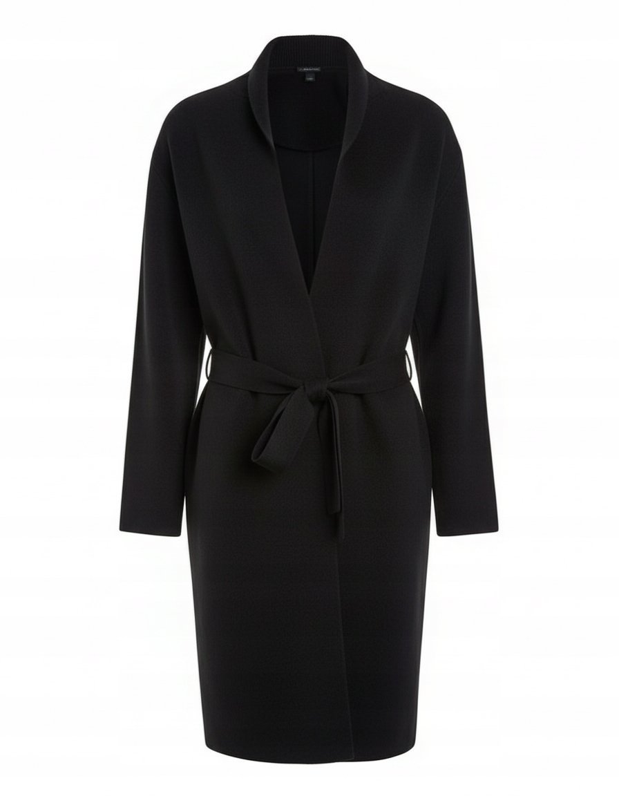 GUESS CZARNY SWETER Z KASZMIREM Z DEKOLTEM I PASKIEM XS GXA