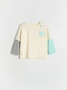 Reserved - Bawełniany longsleeve - złamana biel - Bluzki dla niemowląt - miniaturka - grafika 1
