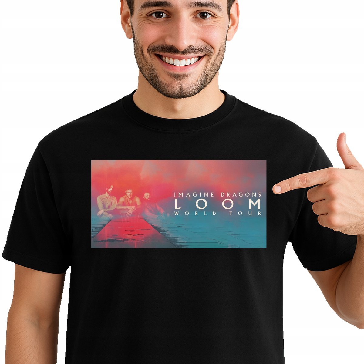 KOSZULKA IMAGINE DRAGONS LOOM WORLD TOUR 2025 WARSZAWA L 3475 CZARNA
