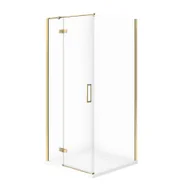 Kabiny prysznicowe - Kabina prysznicowa Cersanit Jota 80x80x195 kwadratowa złoty transparentne z brodzikiem tako slim 4cm biały mat S601-369 - miniaturka - grafika 1