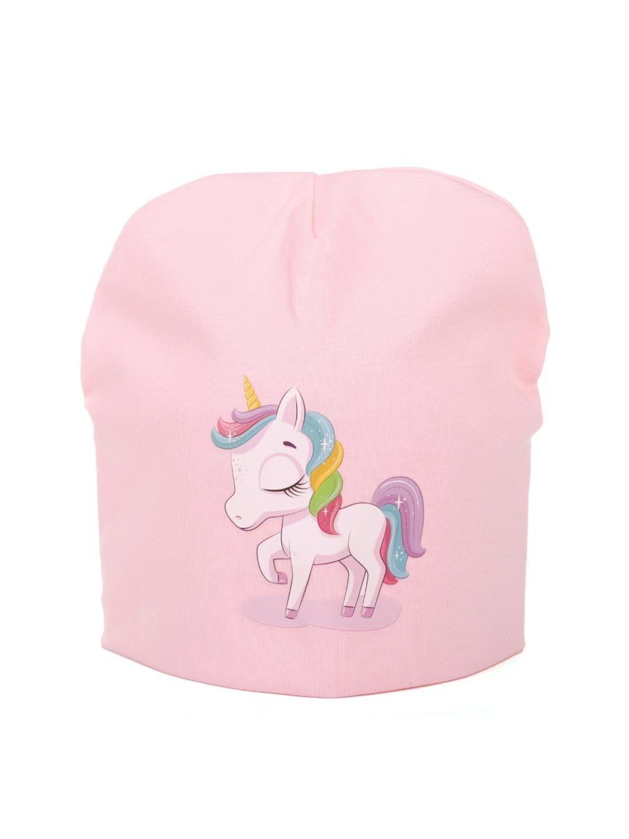 Dziewczęca czapka bawełniana Jednorożec jasnoróżowa Be Snazzy r.50/54