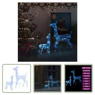 Ozdoby bożonarodzeniowe - The Living Store LED Rodzina reniferów Dekoracja świąteczna Akryl 160 LED Niebieski - miniaturka - grafika 1