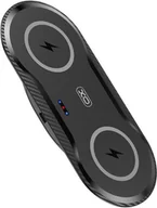 Ładowarki do telefonów - XO WX026 Bezprzewodowa ładowarka 2w1 do słuchawek Bluetooth 2 Smartfony / słuchawki z 2 cewkami ładującymi Czarny - miniaturka - grafika 1