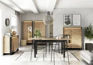 Inne meble do salonu - Zestaw mebli do salonu z szafą dąb artisan + czarny - qa H2-K46 - miniaturka - grafika 1