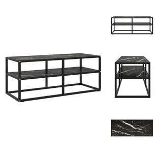 vidaXL Szafka pod TV czarna z czarnym szkłem o wyglądzie marmuru 100x40x40 cm - Meble TV - Szafki RTV - miniaturka - grafika 1