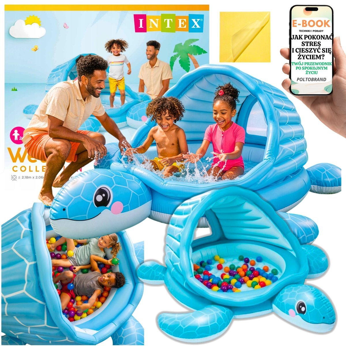 Basen Dmuchany Dla Dzieci Intex Plac Zabaw Wodny Turtle Cove Playland Żółw 2w1 + E-BOOK-1